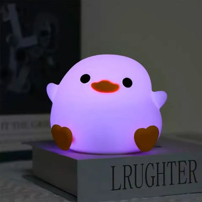 Cute Duck Night Light Ferry Duck Light LED Silicone Dimmable Night Light with Touch Sensing Room Dormitory Decoration