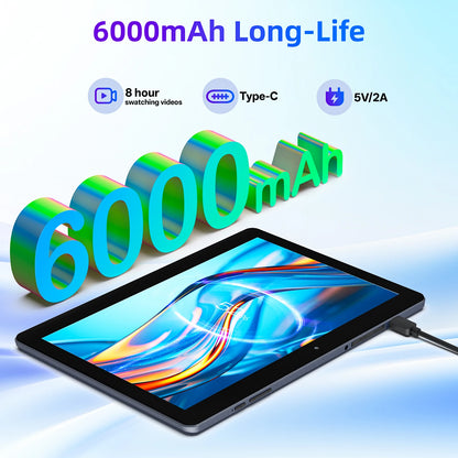 BAKEN 10.1-inch Android 13 tablet, quad-core processor, 4(2+2)GB+64GB, dual cameras, wifi, Bluetooth, 6000mAh battery