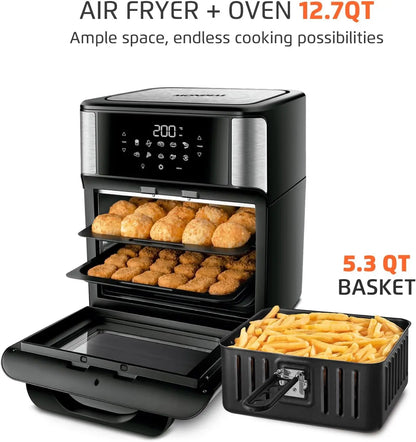 Air Fryer Oven 1800W, 12.7QT Capacity, Touchscreen Panel, Automatic Shut-Off – Black & Stainless Steel