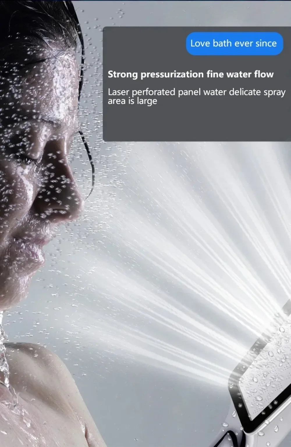300 Holes Pressurized Showerhead Hand Hold Square Rain Shower Head Water Saving Rainfall Spray Nozzle Bathroom Accessories