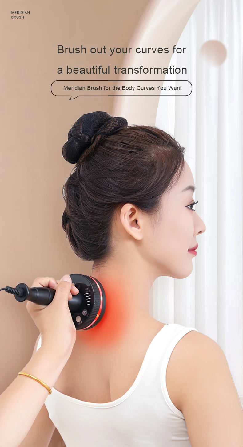 Eletric Guahsa Massager Meridian Massage Brush Lymphatic Drainage Machine Heating Microcurrent Body Back Massager Anti Cellulite