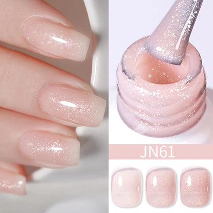 BORN PRETTY 10ml Wine Red Glitter Jelly Nude Gel Nail Polish Soak Off Translucent Color UV Light Cure for Nail Art DIY at Home