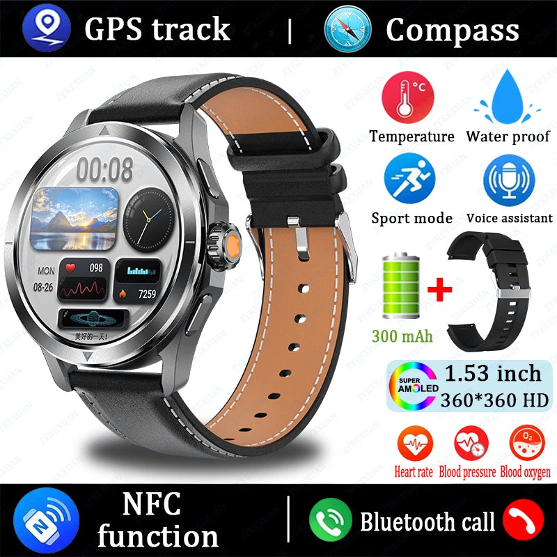 2025 New For Xiaomi S4 Ultra Smart Watch Men AMOLED Outdoor Sport NFC GPS Track Heart Rate Waterproof Bluetooth Call Smartwatch