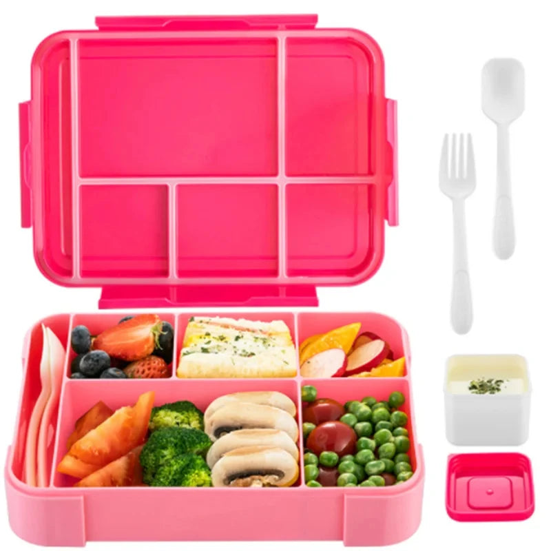 1330ML Lunch Box Adult Bento Boxes Food Containers with 6 Compartment and Tableware For Snack Work School Microwave Oven Heating