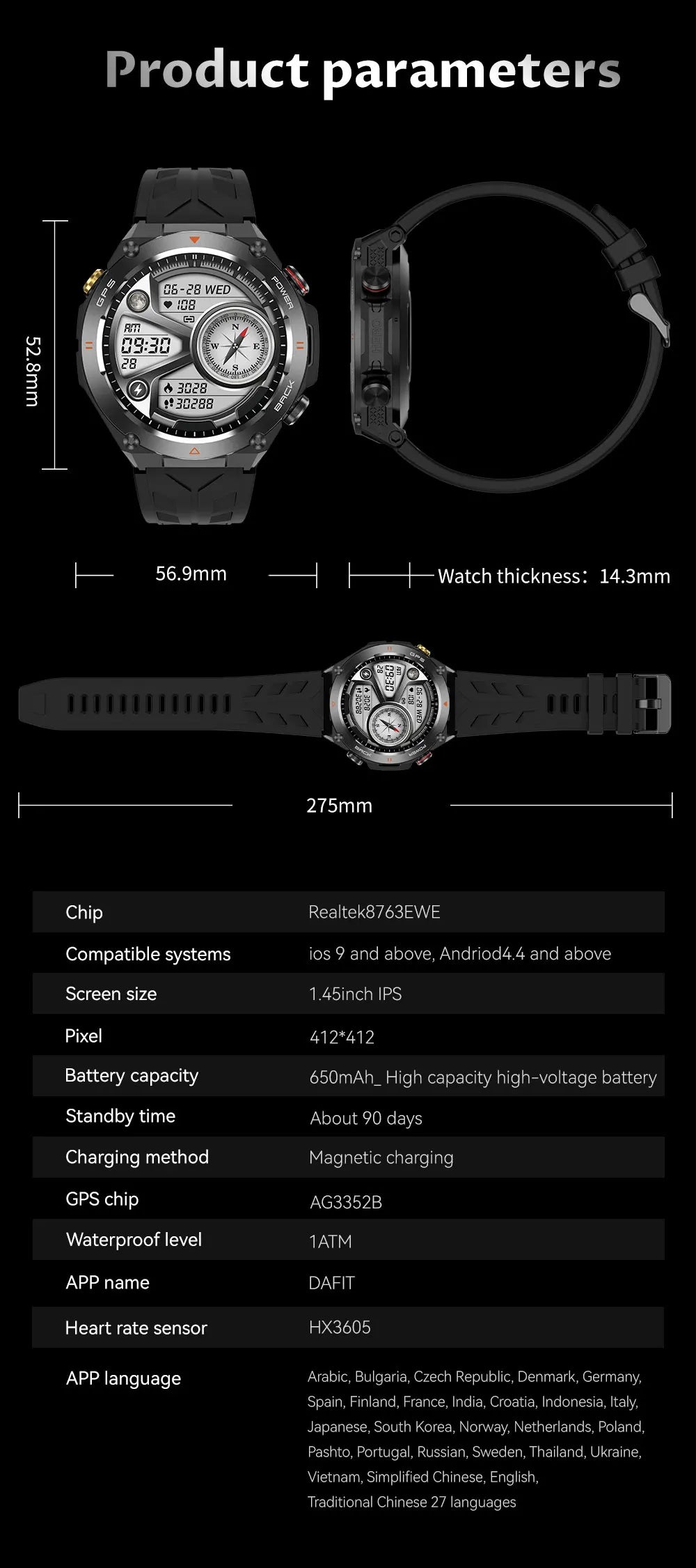2025 New For Xiaomi GPS Sports Smart Watch Men Waterproof Fitness Trackr Bluetooth call 650Mah Battery Smartwatch Woman Bracelet