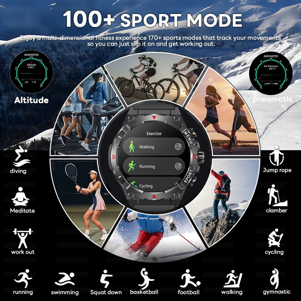 Military GPS Smart Watch Men AMOLED HD Screen Altitude Compass Heart Rate Sports Watch BT Calling IP68&10ATM Waterproof Watch