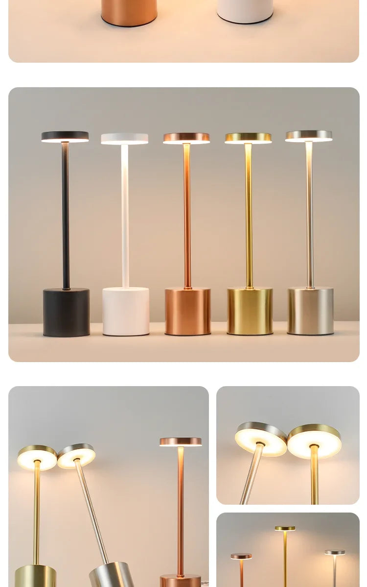 Table Lamp LED Touch Sensor Desktop Night Light Rechargeable Wireless Reading Lamp 3Colors Adjustable Creative Ambient Light