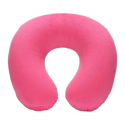 1PC U-shaped Travel Pillow Portable Lazy Inflatable Neck Cervical Support Short Plush Office Sleep Essentials