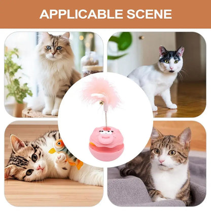 Cat Teaser Cat Interactive Toys Turntable Ball Kitten Accessories With Feather Bell Pet Supplies Enrichment Indoor Games For