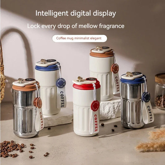 450ML Coffee Cup LED Temperature Stainless Steel Thermo Water Bottle  Display Keep Cold and Heat Thermal Mug Travel Vacuum Flask