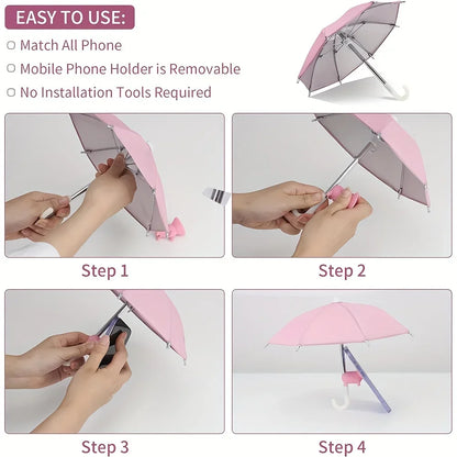 Smartphone Mini Umbrella, Universal Pig Suction Cup Bracket, Outdoor Anti-glare Sunshade, Polyester Material, Anti-reflection.