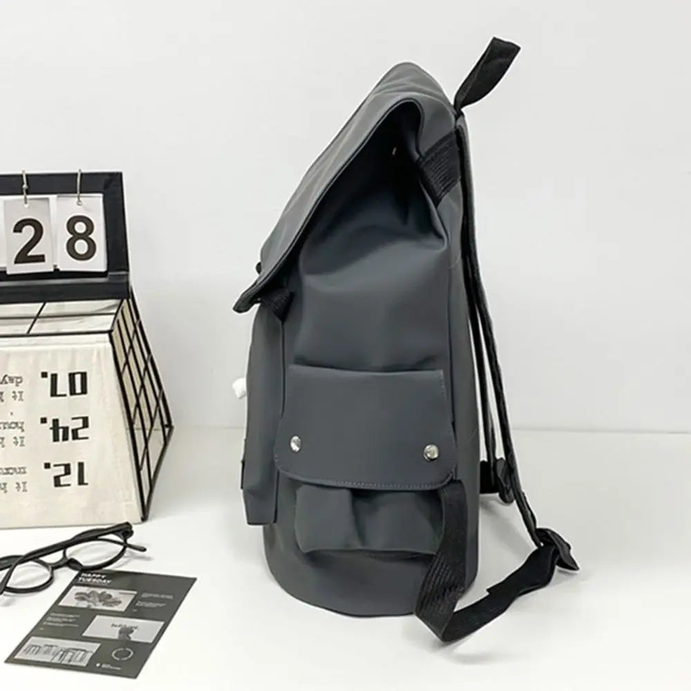 Large Capacity Men's Shoulder Bag Waterproof Multi Pocket Business Backpack Solid Color Lightweight Outdoor Storage Bag