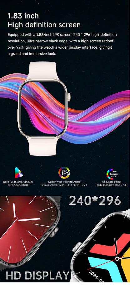 2025 Smart Watch 1.83" HD Screen Bluetooth Call Heart Rate Monitoring 120+ Sports Modes Waterproof for Men Woman Smartwatch Gift