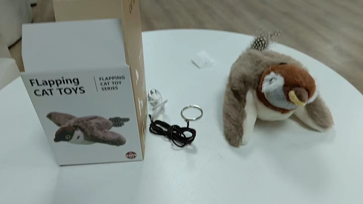 Chirping Bird Cat Toy Simulated Bird Interaction Toy Sparrow USB Rechargeable Flying Bird Cat Toys for Indoor Cats