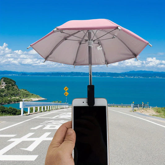 Mini Phone Sunshade Umbrella Car Accessory Motorcycle Phone Holder Cute Craft Car Decor Portable Waterproof Bracket Umbrella
