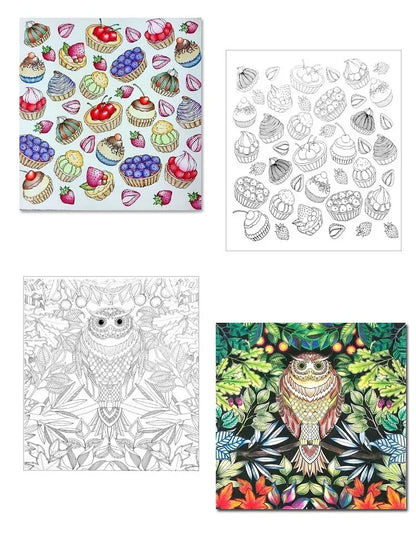 24 Pages Coloring Book for Children Adult Relieve Stress Kill Time DIY Painting Drawing Book Painting Kids Educational Toys
