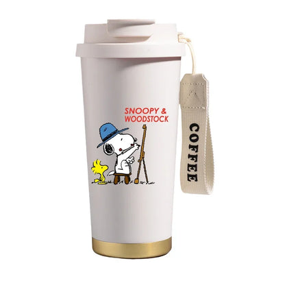 500ml Snoopys Stainless Steel Insulated Water Bottle Anime Kawaii Portable Travel Outdoor Car Tea Coffee Mug Cold Thermos Cup