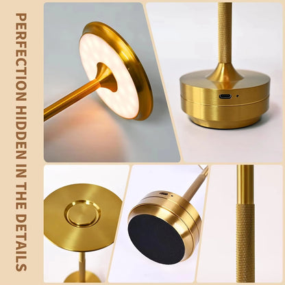 Aluminum Alloy Simple Decorative Lamp LED Night Light Infinitely Dimmable Atmosphere Retro Portable Rechargeable Touch Desk Lamp