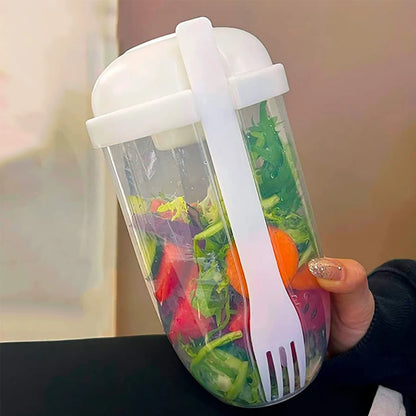 Portable Salad Cup with Fork Fresh Salad Container Bottle Vegetable Fruit Breakfast Lunch Carry To Go for Work Travel Picnic