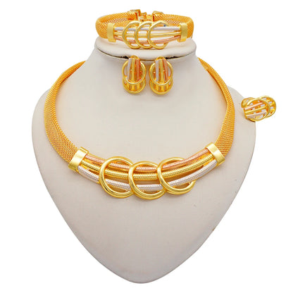 2023 Fine Jewelry Sets For Women Dubai Bridal Wedding Gifts Necklace Bracelet Earrings Ring Jewellery Set African Bead jewelry