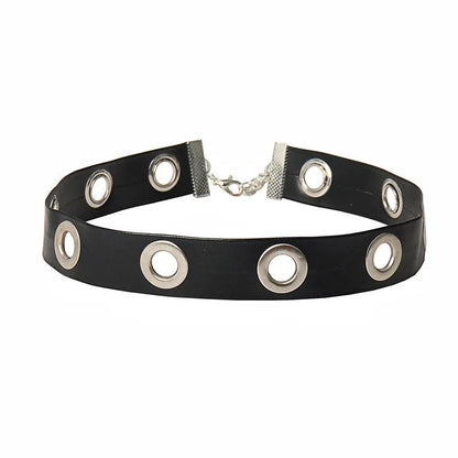 Goth Round Choker Necklaces Collar Black Pu Leather Gothic Accessories Woman Punk Chocker Cosplay Jewelry