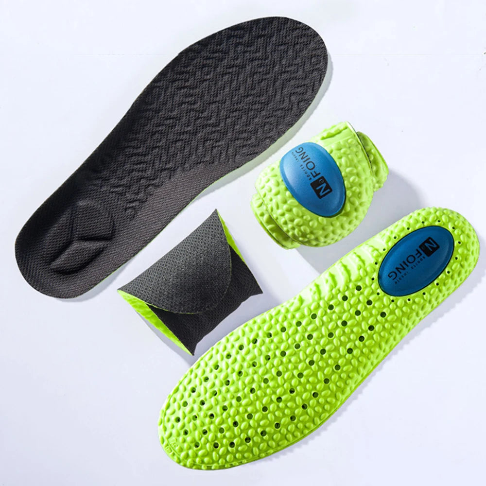 Sports Shock Absorption Insole Green PU Memory Foam Breathable Arch Support Orthopedic Shoes Pad Men Women Feet Care Shoes Pad