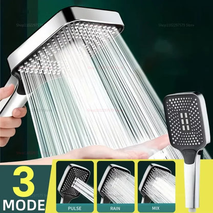 Pressurized Nozzle Bathroom Shower Head High Pressure Water Saving Sprayer ABS Bathroom Accessories Chrome Rainfall Shower Head