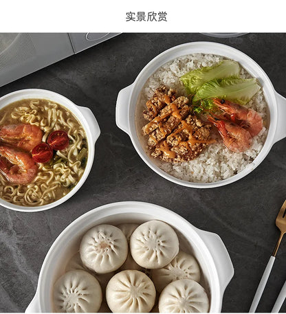 Microwave Oven Special Box Household Plastic Heating Fresh Keepeing Box with Lid Steamed Bun Instant Noodles Kitchen Bowl