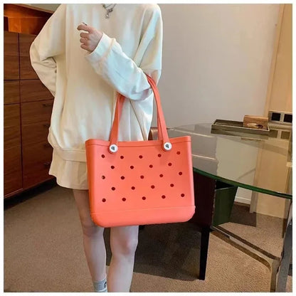 EVA Beach Jelly Bag Rubber Waterproof Shoulder Handbag Large Capacity Portable Travel Handbag Summer Pool Fashion Women Tote Bag