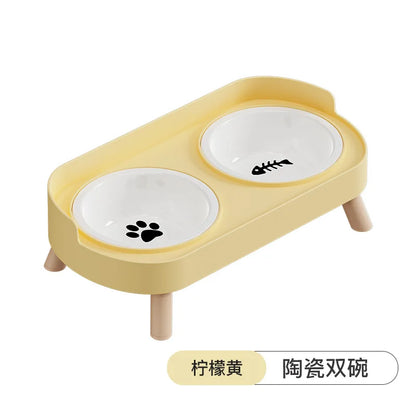 Pet Bowl PP Plastic Double Bowl Anti-killing Bowl Water and Grain Integrated Dog Bowl Cat Dog Water and Grain Bowl
