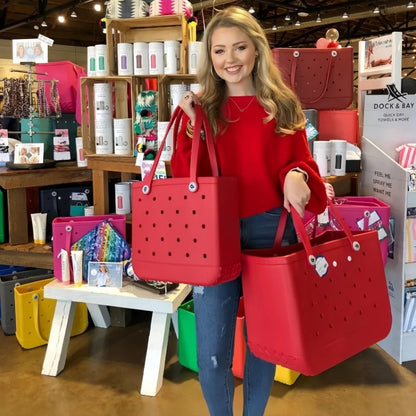 M/L/XL Fashion Beach Bags EVA Rubber Waterproof Storage Baskets Travel Shopping Handbag Women Shoulder Solid Color Tote Bag