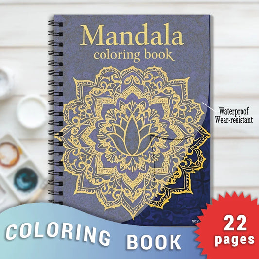 Mandala Adult Coloring Book - 8.3x11.2 inches Stress relief coloring book 22 pages of art therapy illustrations to relieve anxie