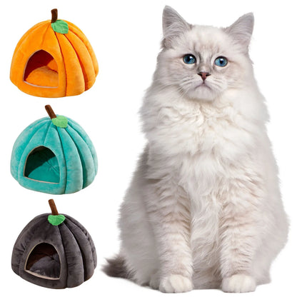 Creative Pumpkin Pet House Autumn And Winter Cat And Dog Semi-enclosed Pet Bed Warm And Thick Cat And Dog Nest Pet Supplies