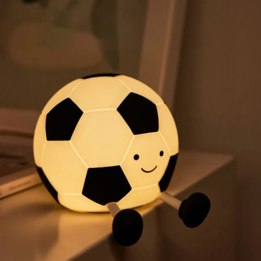 LED Tennis Night Light for Baby Nursery Toddler Fun Football Silicone Sleeping Light Rechargeable Bedside Touch Lamp For Room