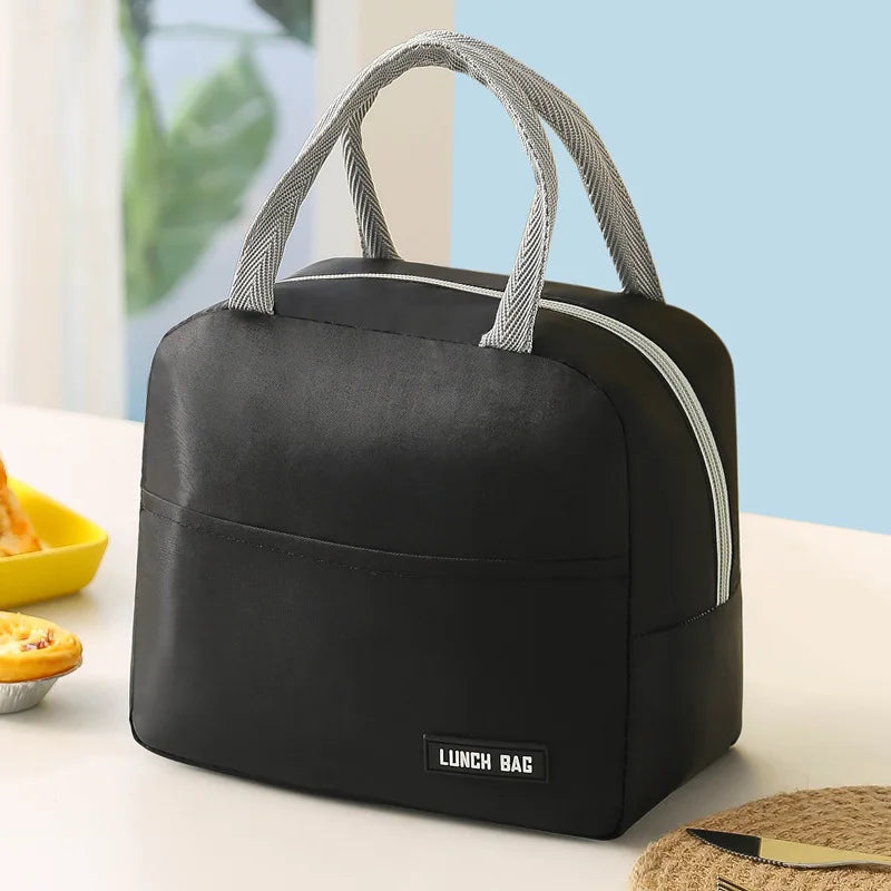 New Solid Color Twill Bento Bag Portable Thermal Bag Thickened Student Lunch Box Bag Bento Bag Meal Bag