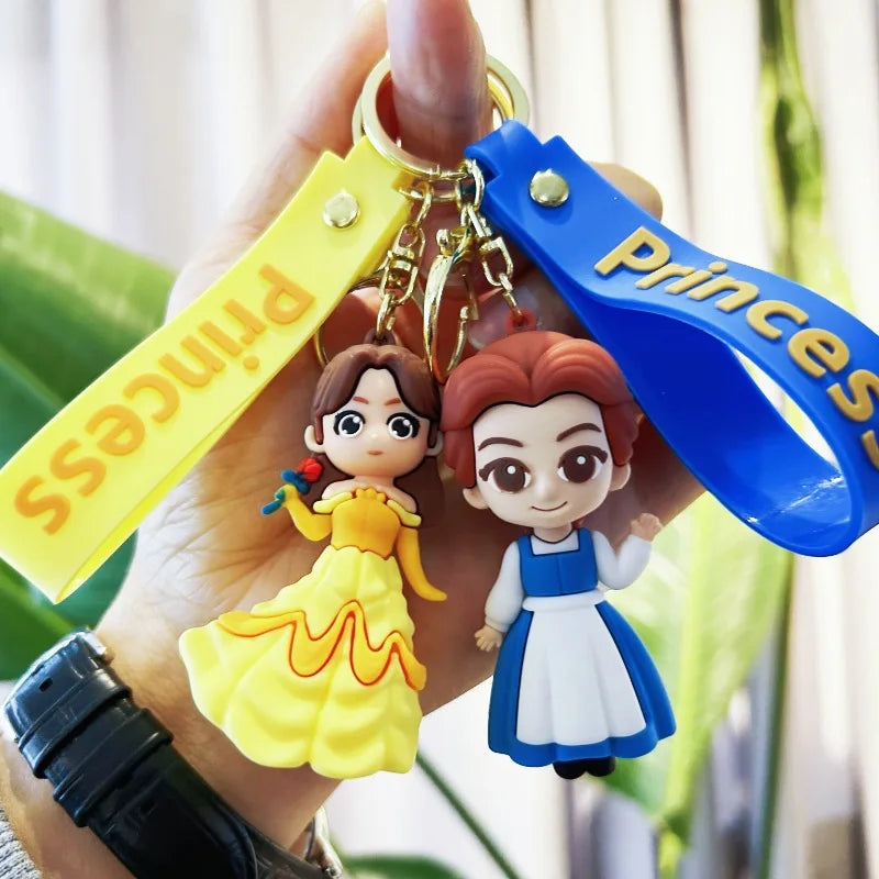 MINISO New Cute Anime Beast Princess Soft Rubber Doll Charm Keychain Couple Backpack Car Key Decoration Children's Party Gift
