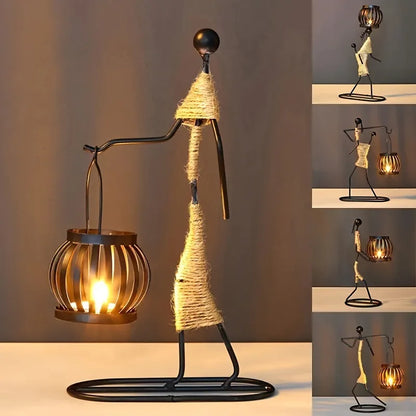Nordic Metal Candlestick Abstract Character Sculpture Candle Holder Decors Handmade Figurines Home Decoration Art Gifts Hot 2024