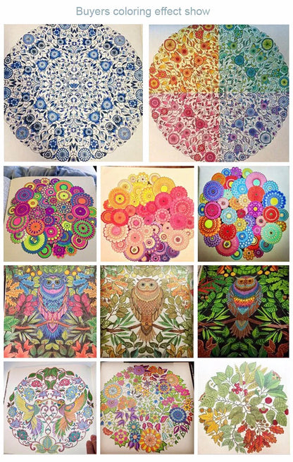 24 Pages Coloring Book for Children Adult Relieve Stress Kill Time DIY Painting Drawing Book Painting Kids Educational Toys