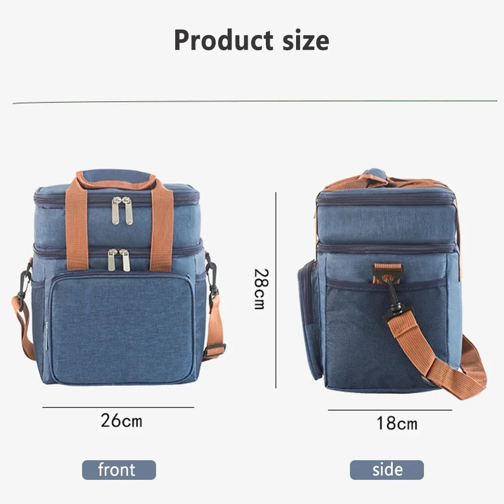 Picnic Cooler Bags Thermal Lunch Box Bag Double Layer Outdoor Camping Food Drink Ice Insulated Case Travel Storage Bags