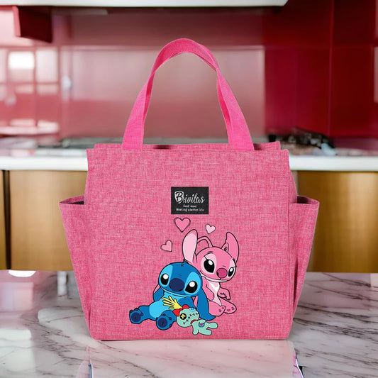 Stitch Insulated Lunch Bag - Waterproof Oxford Cloth, Aluminum Foil, Portable & Reusable Square Tote for Work, School, Picnic