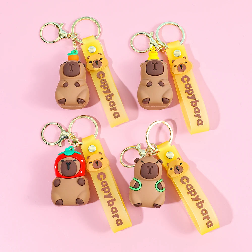 Cartoon Capybara keychain, creative toy keychain bag, fashionable car keychain, exquisite couple backpack pendant