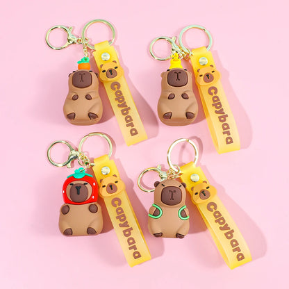 Cartoon Capybara keychain, creative toy keychain bag, fashionable car keychain, exquisite couple backpack pendant