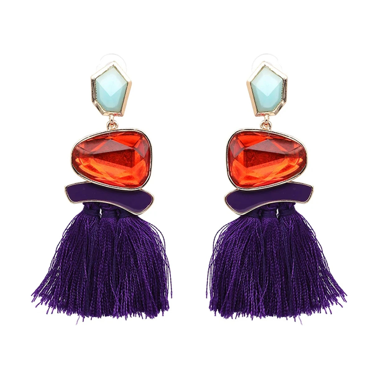 JURAN Bohemia Multicolored Tassel Earrings For Women Fashion Party Jewelry Fringe Dangle Earrings Statement Brincos 2024 Trend