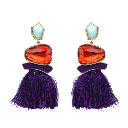 JURAN Bohemia Multicolored Tassel Earrings For Women Fashion Party Jewelry Fringe Dangle Earrings Statement Brincos 2024 Trend