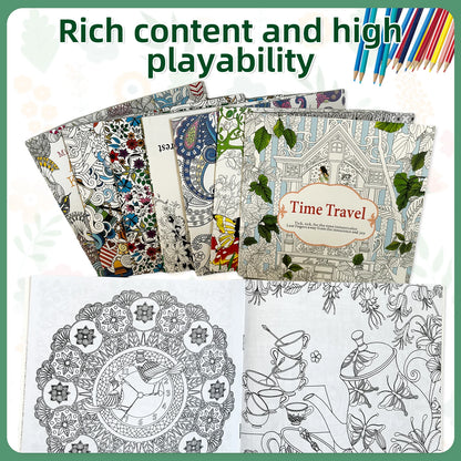 1 set of eight 24-page mandala flower coloring books for children and adult graffiti drawings