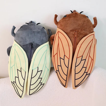 45cm Funny Creative Cartoon Insect Cicada Beetle Plush Doll Backpack Brown Green Insect Soft Plush Toy Gift For Boys And Girls