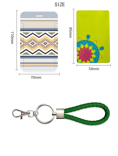 Student Identity Badge Card Cover with Neck Strap Bag Geometric Women Men Work Badge Bus Credit Card ID Holder Bags with Lanyard