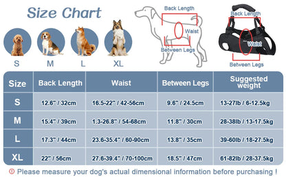 Dog Lift Harness Adjustable Full Body Support Dog Sling Breathable Straps for Assisted Mobility Dog Legs Hip Rehabilitation Lift