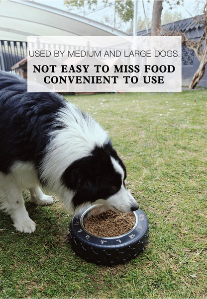 Pet Bowl Tire Shape Large Diameter Bowl Non-Slip Removable and Washable Pet Food Utensils
