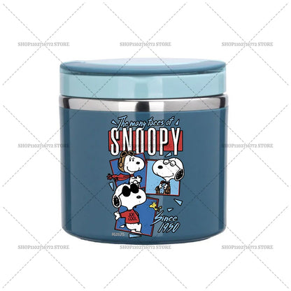 630ml Snoopys Food Thermal Jar Insulated Soup Cup Stainless Steel Vacuum Lunch Box with Handle Portable Sealed Bento Boxes Gift
